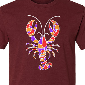 Lobster Mosaic T-Shirt, Colorful Crustacean Graphic for Seafood Lovers and Ocean Fans