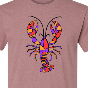 Lobster Mosaic T-Shirt, Colorful Crustacean Graphic for Seafood Lovers and Ocean Fans