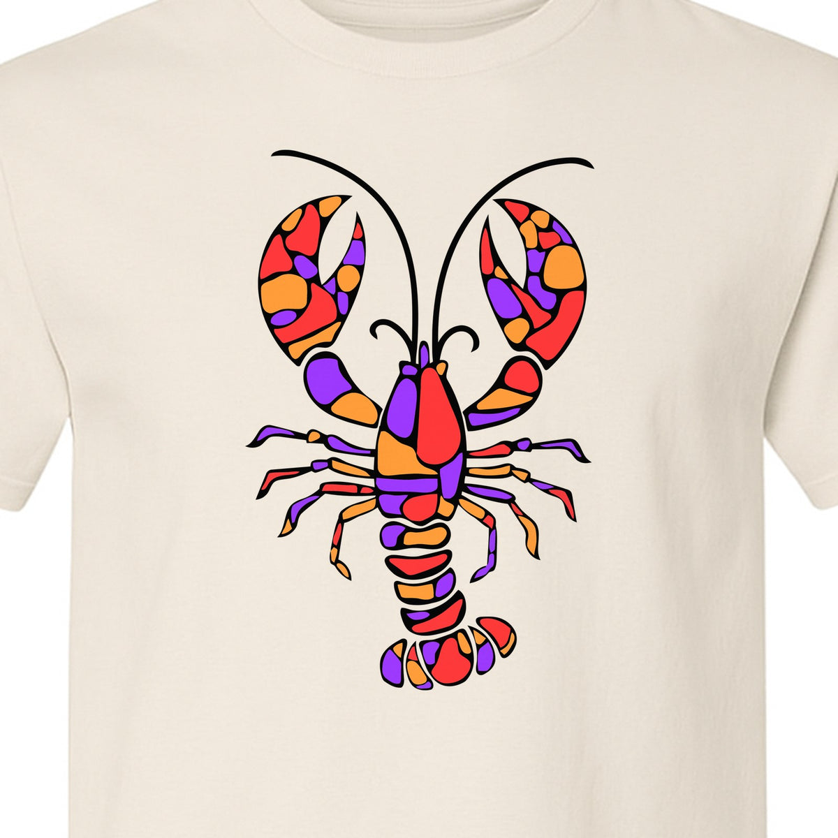 Lobster Mosaic T-Shirt, Colorful Crustacean Graphic for Seafood Lovers and Ocean Fans