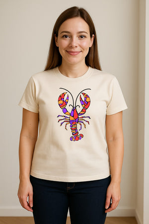 Lobster Mosaic T-Shirt, Colorful Crustacean Graphic for Seafood Lovers and Ocean Fans