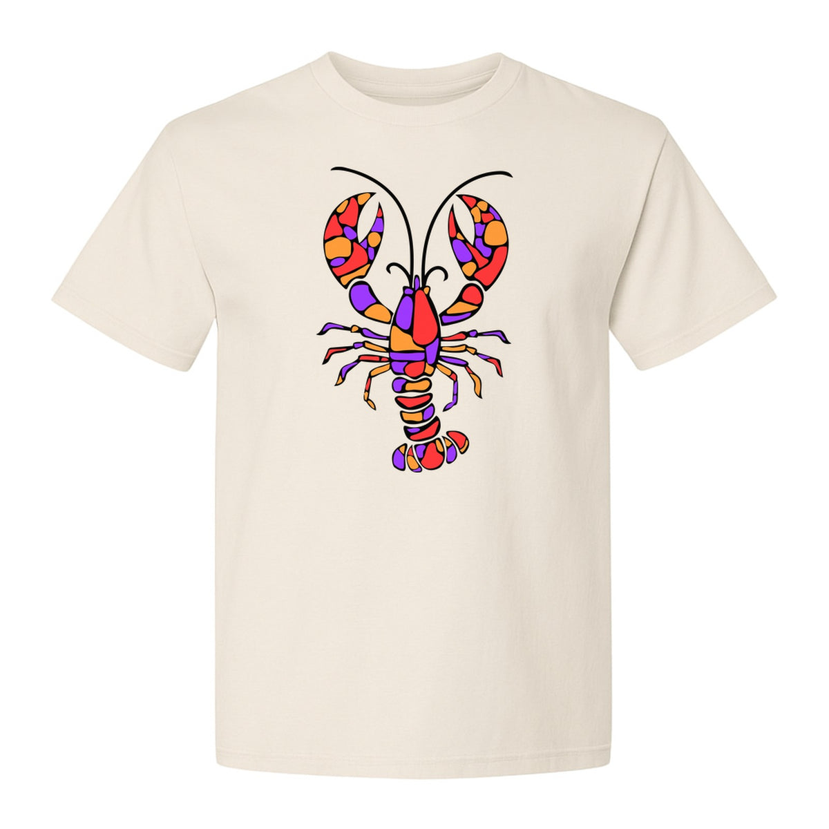 Lobster Mosaic T-Shirt, Colorful Crustacean Graphic for Seafood Lovers and Ocean Fans