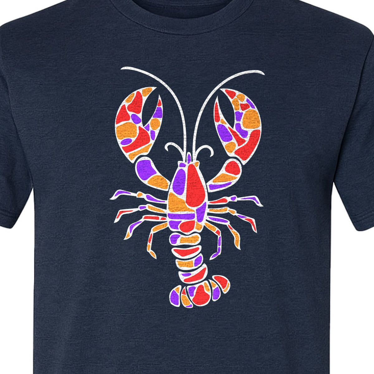 Lobster Mosaic T-Shirt, Colorful Crustacean Graphic for Seafood Lovers and Ocean Fans
