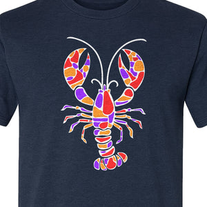 Lobster Mosaic T-Shirt, Colorful Crustacean Graphic for Seafood Lovers and Ocean Fans