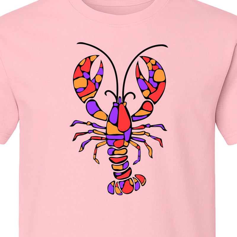 Lobster Mosaic T-Shirt, Colorful Crustacean Graphic for Seafood Lovers and Ocean Fans