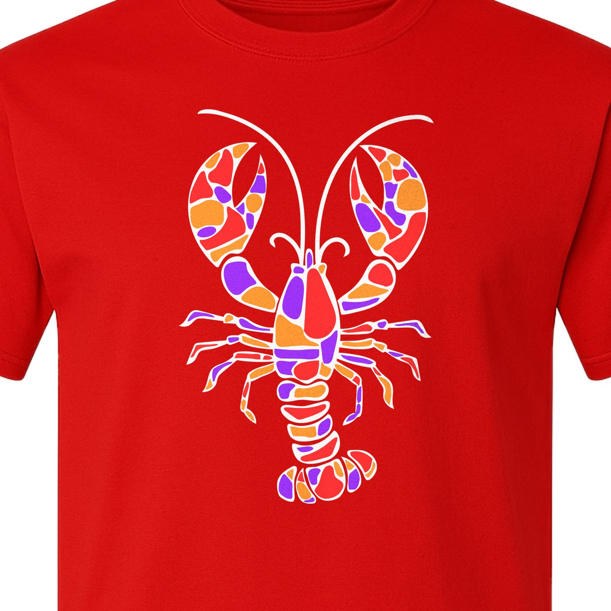 Lobster Mosaic T-Shirt, Colorful Crustacean Graphic for Seafood Lovers and Ocean Fans