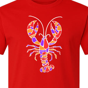 Lobster Mosaic T-Shirt, Colorful Crustacean Graphic for Seafood Lovers and Ocean Fans