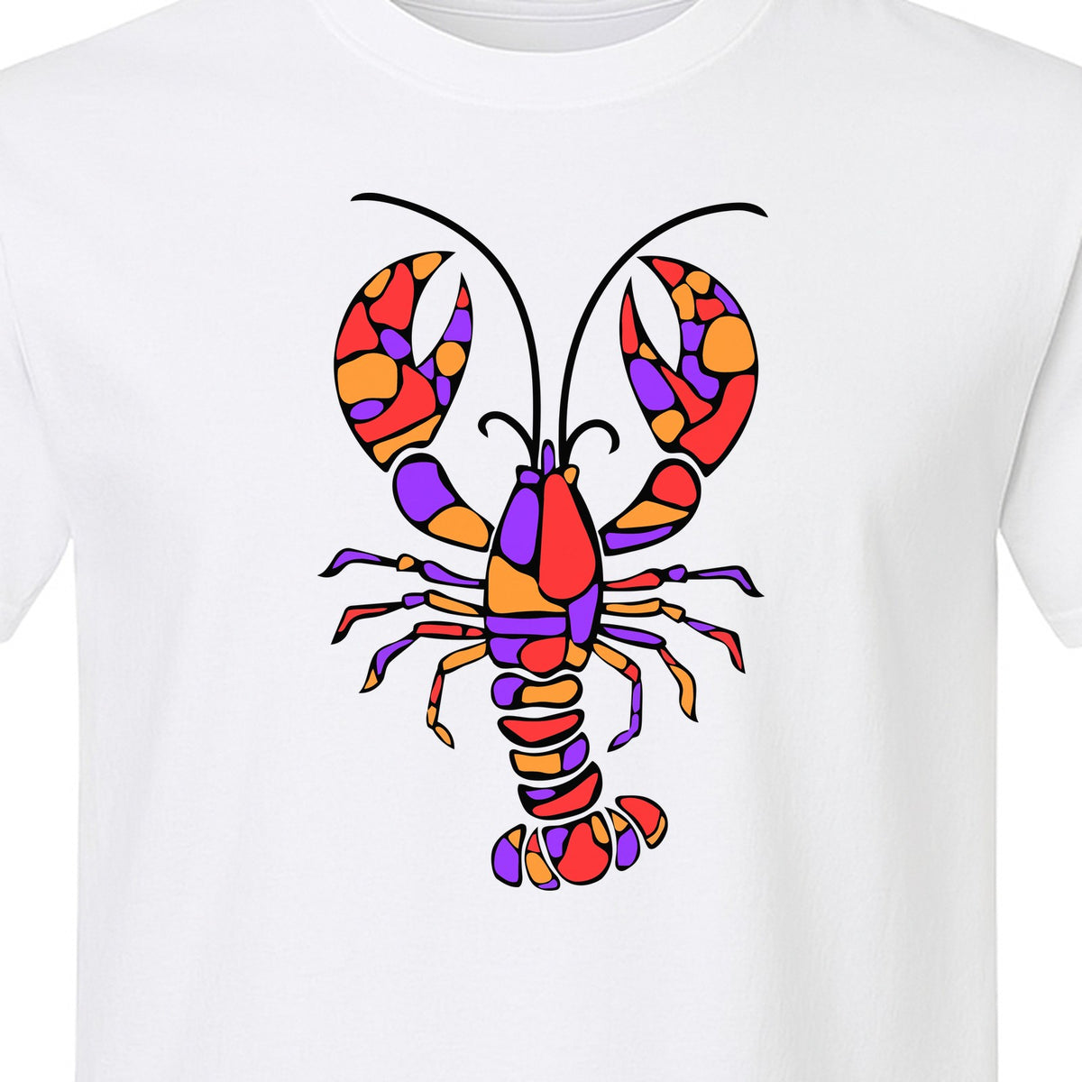 Lobster Mosaic T-Shirt, Colorful Crustacean Graphic for Seafood Lovers and Ocean Fans