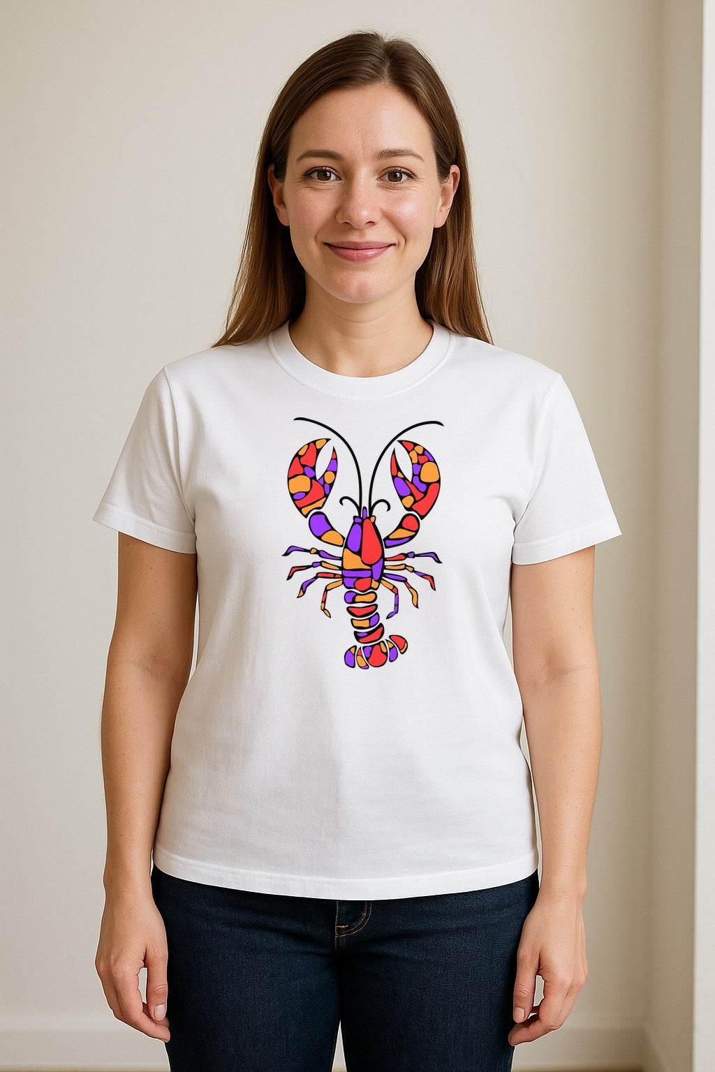 Lobster Mosaic T-Shirt, Colorful Crustacean Graphic for Seafood Lovers and Ocean Fans