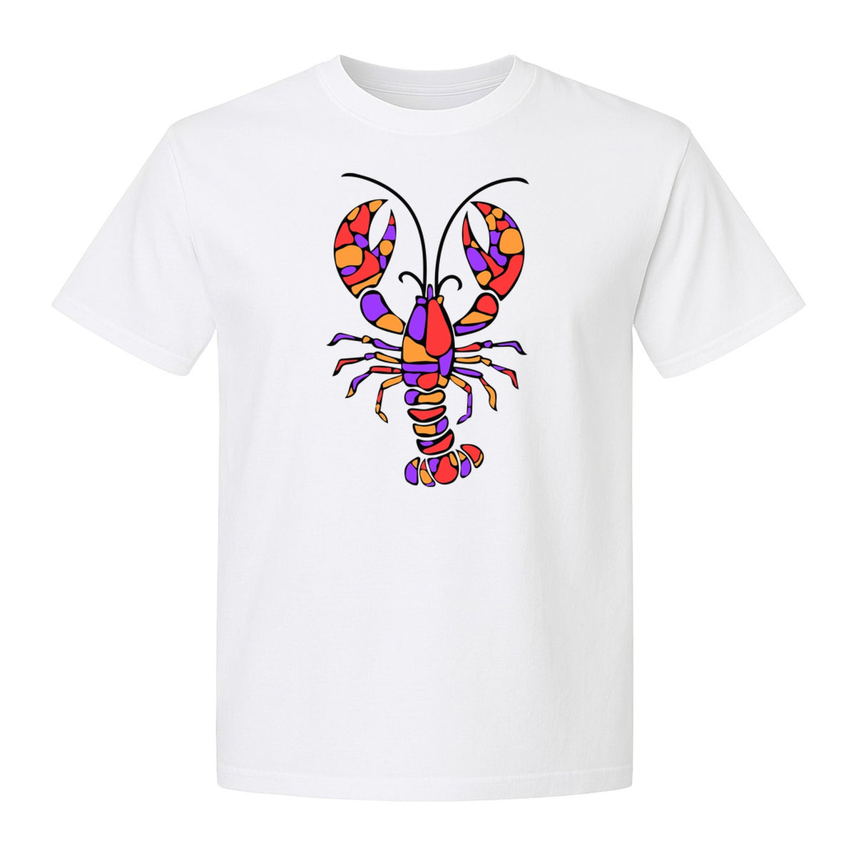 Lobster Mosaic T-Shirt, Colorful Crustacean Graphic for Seafood Lovers and Ocean Fans