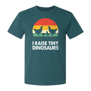 Chicken T-Shirt, I Raise Tiny Dinosaurs Retro Farm Life Graphic for Backyard Flock Owners and Homesteaders