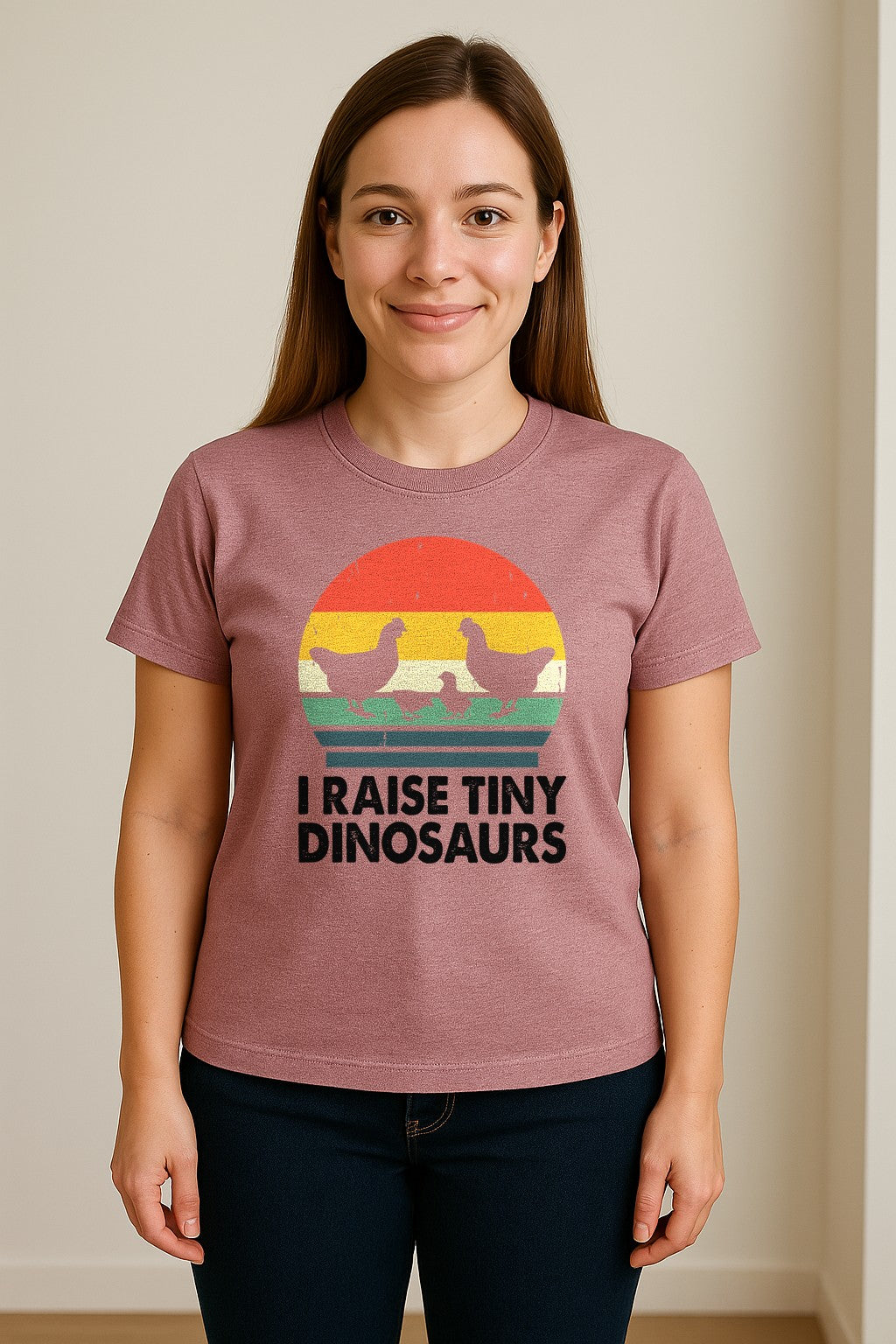 Chicken T-Shirt, I Raise Tiny Dinosaurs Retro Farm Life Graphic for Backyard Flock Owners and Homesteaders