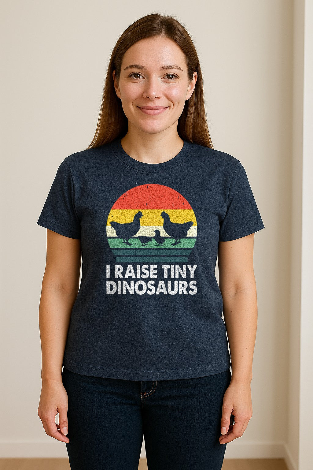 Chicken T-Shirt, I Raise Tiny Dinosaurs Retro Farm Life Graphic for Backyard Flock Owners and Homesteaders