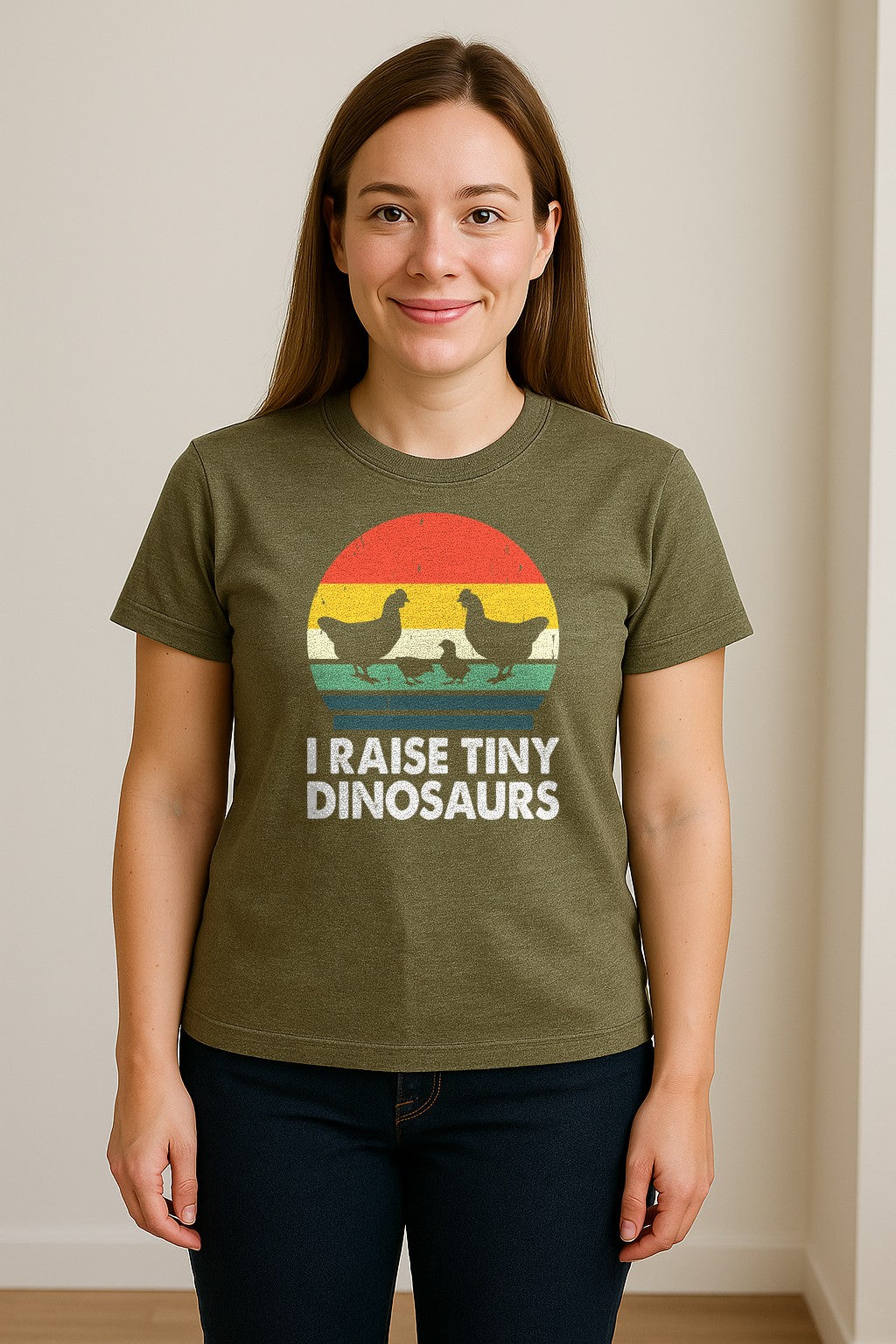 Chicken T-Shirt, I Raise Tiny Dinosaurs Retro Farm Life Graphic for Backyard Flock Owners and Homesteaders