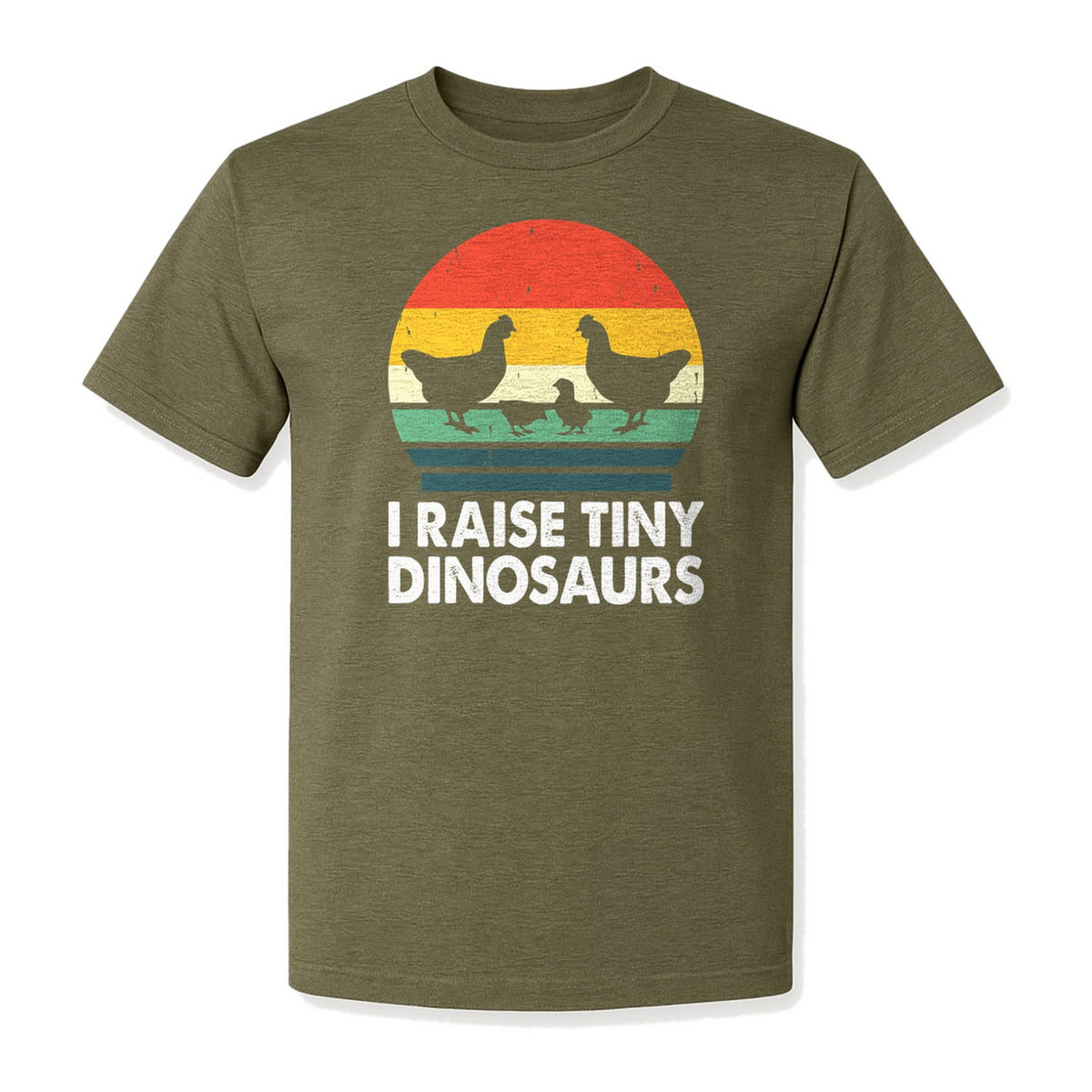 Chicken T-Shirt, I Raise Tiny Dinosaurs Retro Farm Life Graphic for Backyard Flock Owners and Homesteaders