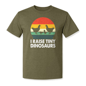 Chicken T-Shirt, I Raise Tiny Dinosaurs Retro Farm Life Graphic for Backyard Flock Owners and Homesteaders