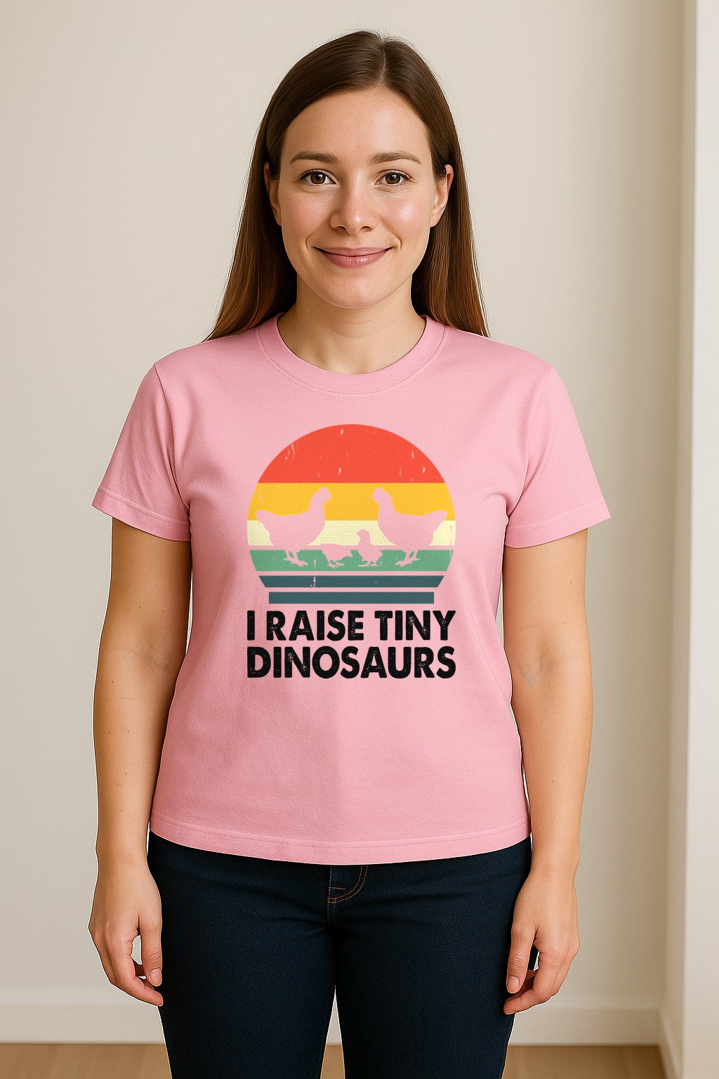 Chicken T-Shirt, I Raise Tiny Dinosaurs Retro Farm Life Graphic for Backyard Flock Owners and Homesteaders