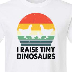 Chicken T-Shirt, I Raise Tiny Dinosaurs Retro Farm Life Graphic for Backyard Flock Owners and Homesteaders