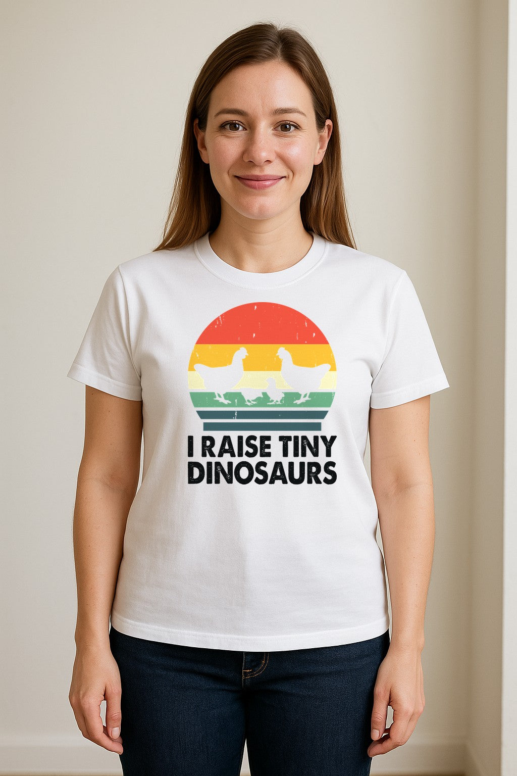 Chicken T-Shirt, I Raise Tiny Dinosaurs Retro Farm Life Graphic for Backyard Flock Owners and Homesteaders