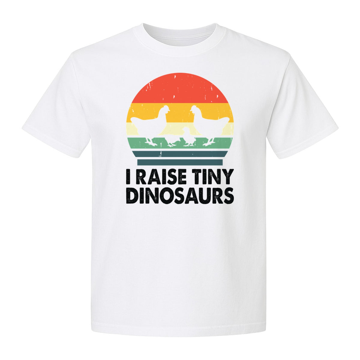 Chicken T-Shirt, I Raise Tiny Dinosaurs Retro Farm Life Graphic for Backyard Flock Owners and Homesteaders