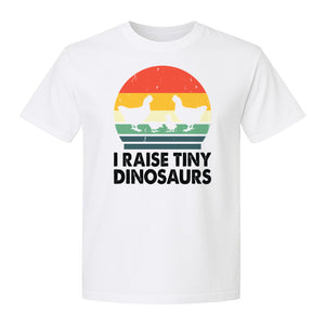 Chicken T-Shirt, I Raise Tiny Dinosaurs Retro Farm Life Graphic for Backyard Flock Owners and Homesteaders