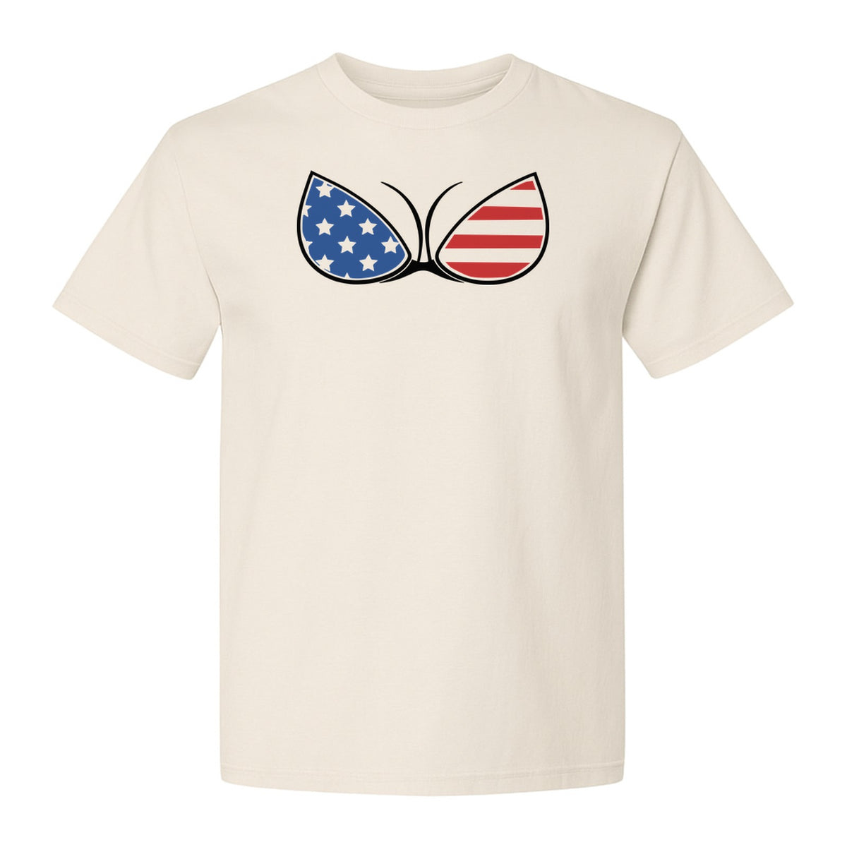 Patriotic Bikini T-Shirt, Star and Stripe Bra Graphic for Fourth of July Celebrations