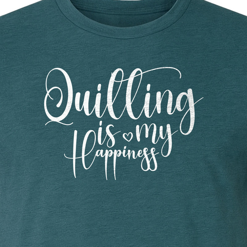 Quilting Is My Happiness T-Shirt, Script Lettering Design for Quilters, Sewing Fans and Craft Makers