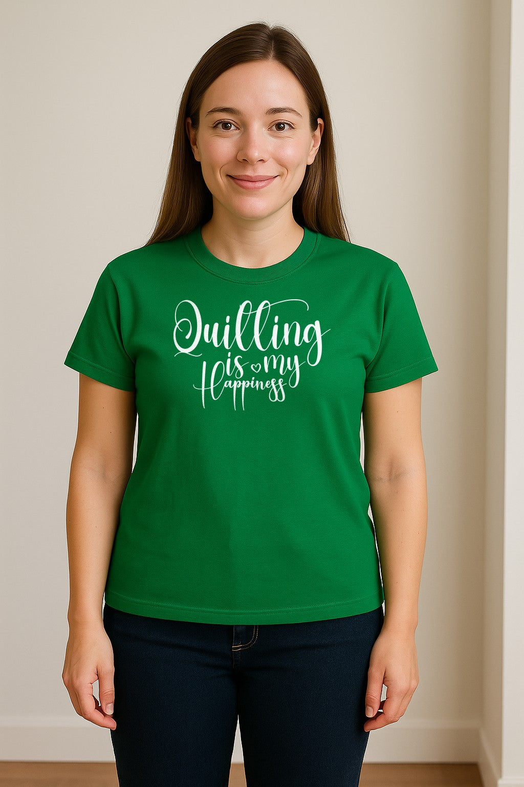 Quilting Is My Happiness T-Shirt, Script Lettering Design for Quilters, Sewing Fans and Craft Makers