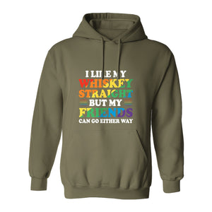 Whiskey Straight Pride Hoodie - Funny Friends Can Go Either Way Quote Pullover for LGBTQ Celebrations