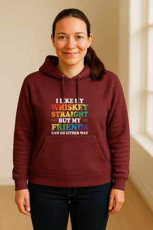 Whiskey Straight Pride Hoodie - Funny Friends Can Go Either Way Quote Pullover for LGBTQ Celebrations