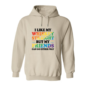 Whiskey Straight Pride Hoodie - Funny Friends Can Go Either Way Quote Pullover for LGBTQ Celebrations