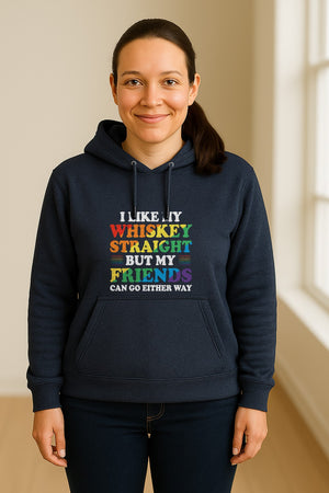 Whiskey Straight Pride Hoodie - Funny Friends Can Go Either Way Quote Pullover for LGBTQ Celebrations