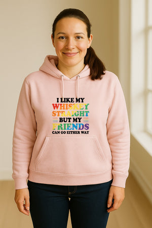 Whiskey Straight Pride Hoodie - Funny Friends Can Go Either Way Quote Pullover for LGBTQ Celebrations