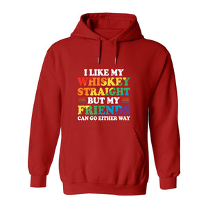 Whiskey Straight Pride Hoodie - Funny Friends Can Go Either Way Quote Pullover for LGBTQ Celebrations