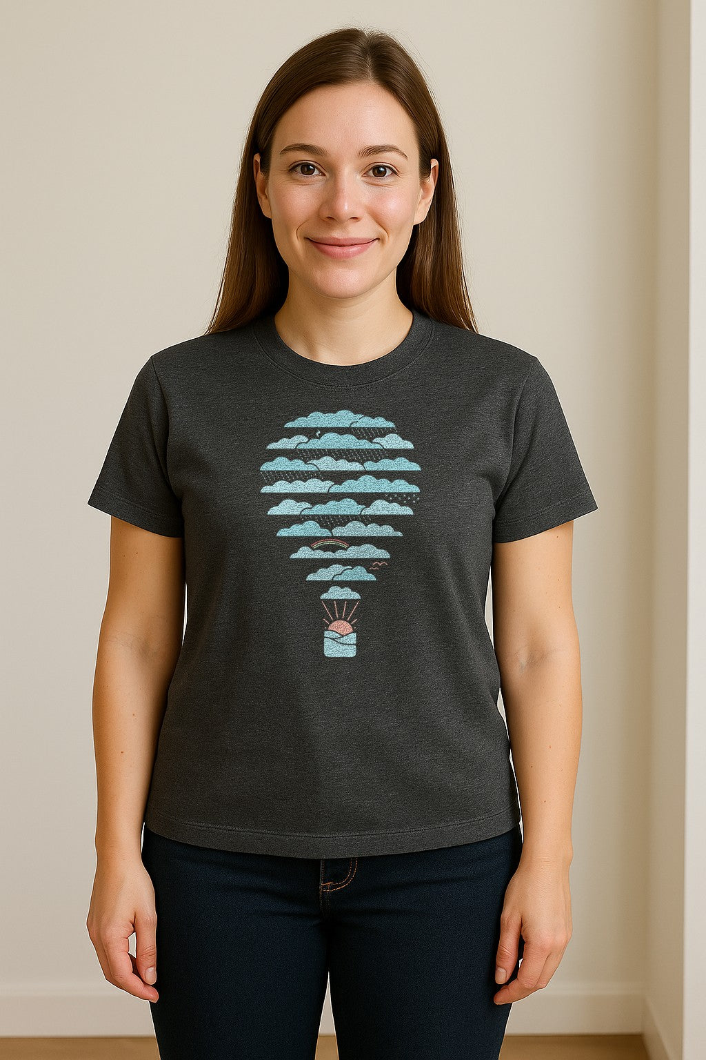 Weather Balloon T-Shirt, Cloud Sky Graphic for Adventure Seekers and Travelers