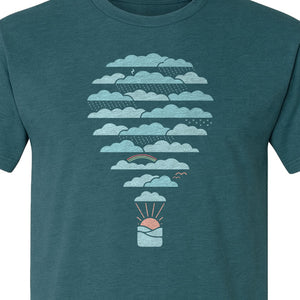 Weather Balloon T-Shirt, Cloud Sky Graphic for Adventure Seekers and Travelers