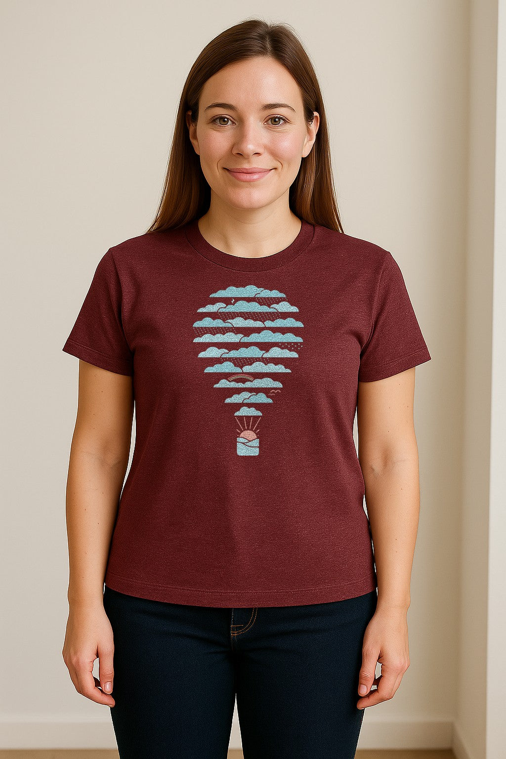 Weather Balloon T-Shirt, Cloud Sky Graphic for Adventure Seekers and Travelers