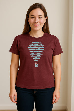 Weather Balloon T-Shirt, Cloud Sky Graphic for Adventure Seekers and Travelers