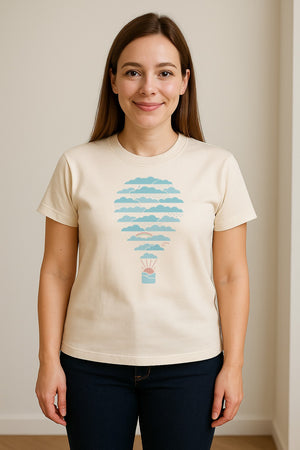 Weather Balloon T-Shirt, Cloud Sky Graphic for Adventure Seekers and Travelers