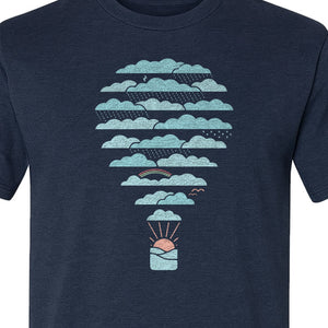 Weather Balloon T-Shirt, Cloud Sky Graphic for Adventure Seekers and Travelers