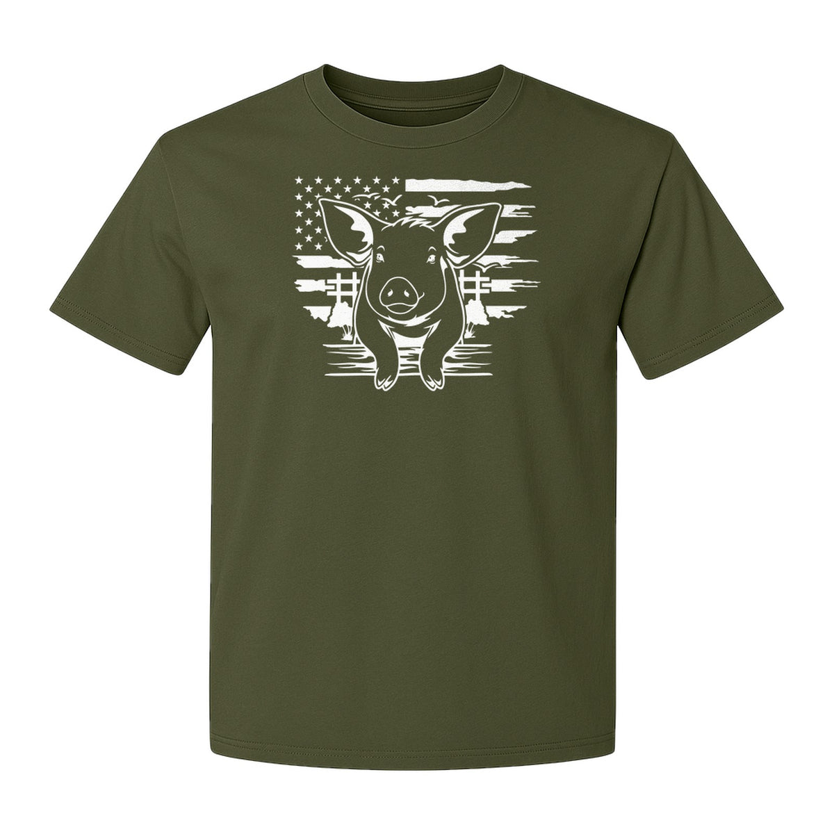 Patriotic Pig T-Shirt, USA Flag Farm Animal Graphic for Farmers and Hog Lovers