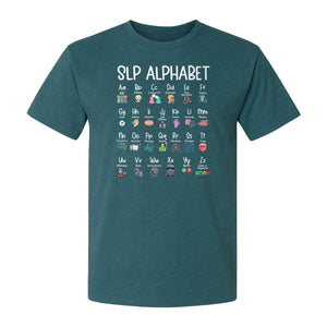Speech Therapist T-Shirt, SLP Alphabet Design for Language Pathologists and Therapy Professionals