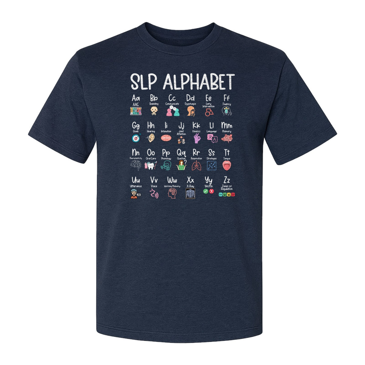 Speech Therapist T-Shirt, SLP Alphabet Design for Language Pathologists and Therapy Professionals