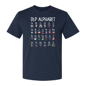 Speech Therapist T-Shirt, SLP Alphabet Design for Language Pathologists and Therapy Professionals
