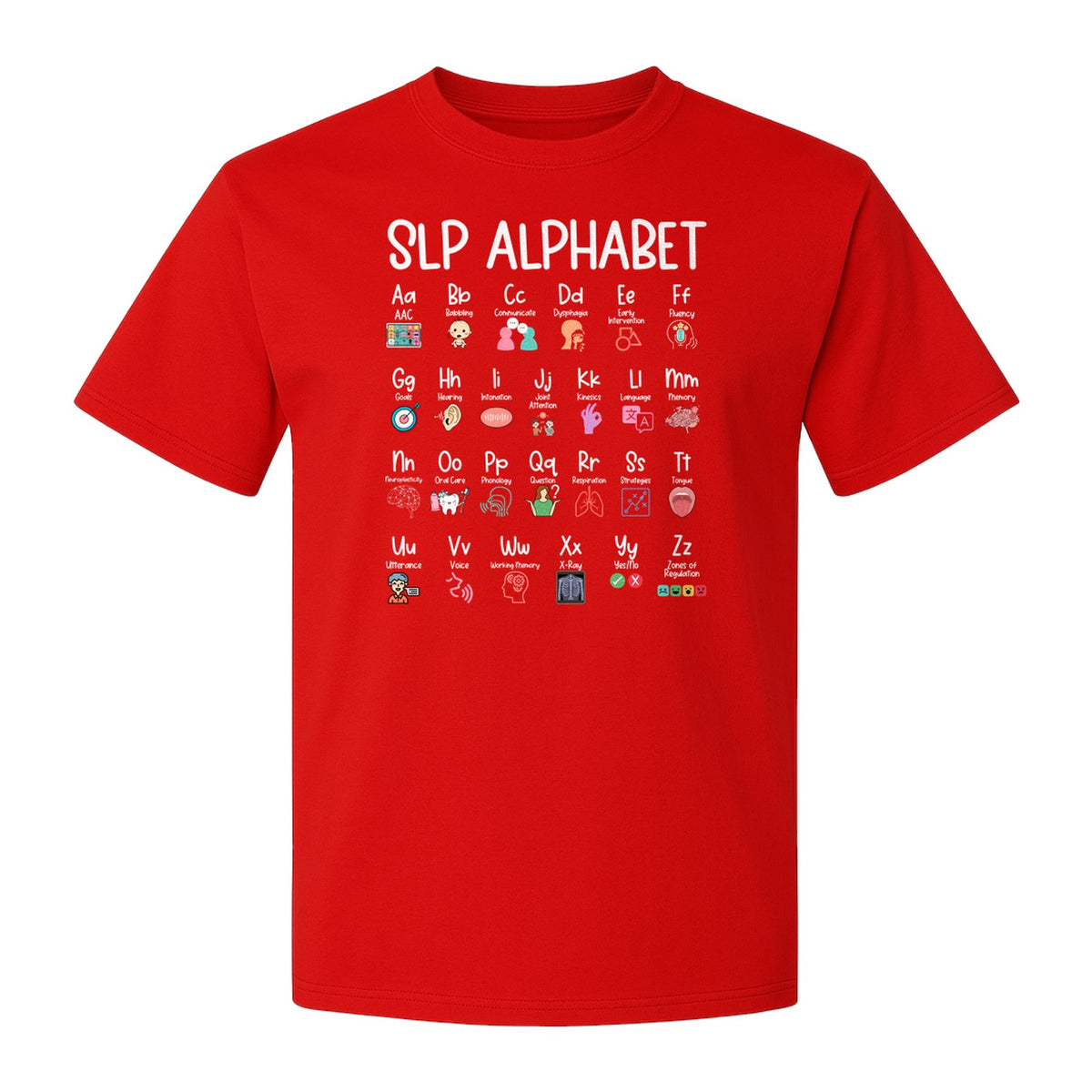 Speech Therapist T-Shirt, SLP Alphabet Design for Language Pathologists and Therapy Professionals