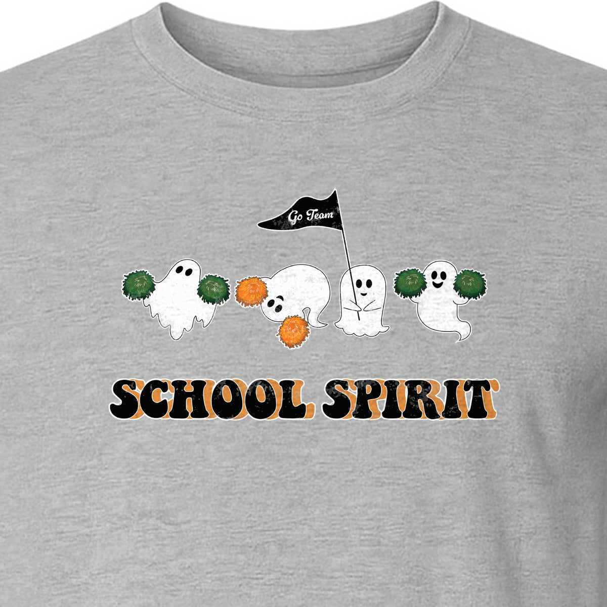 Halloween Ghost Cheerleader T-Shirt, School Spirit Graphic for Students, Teachers and Fall Events