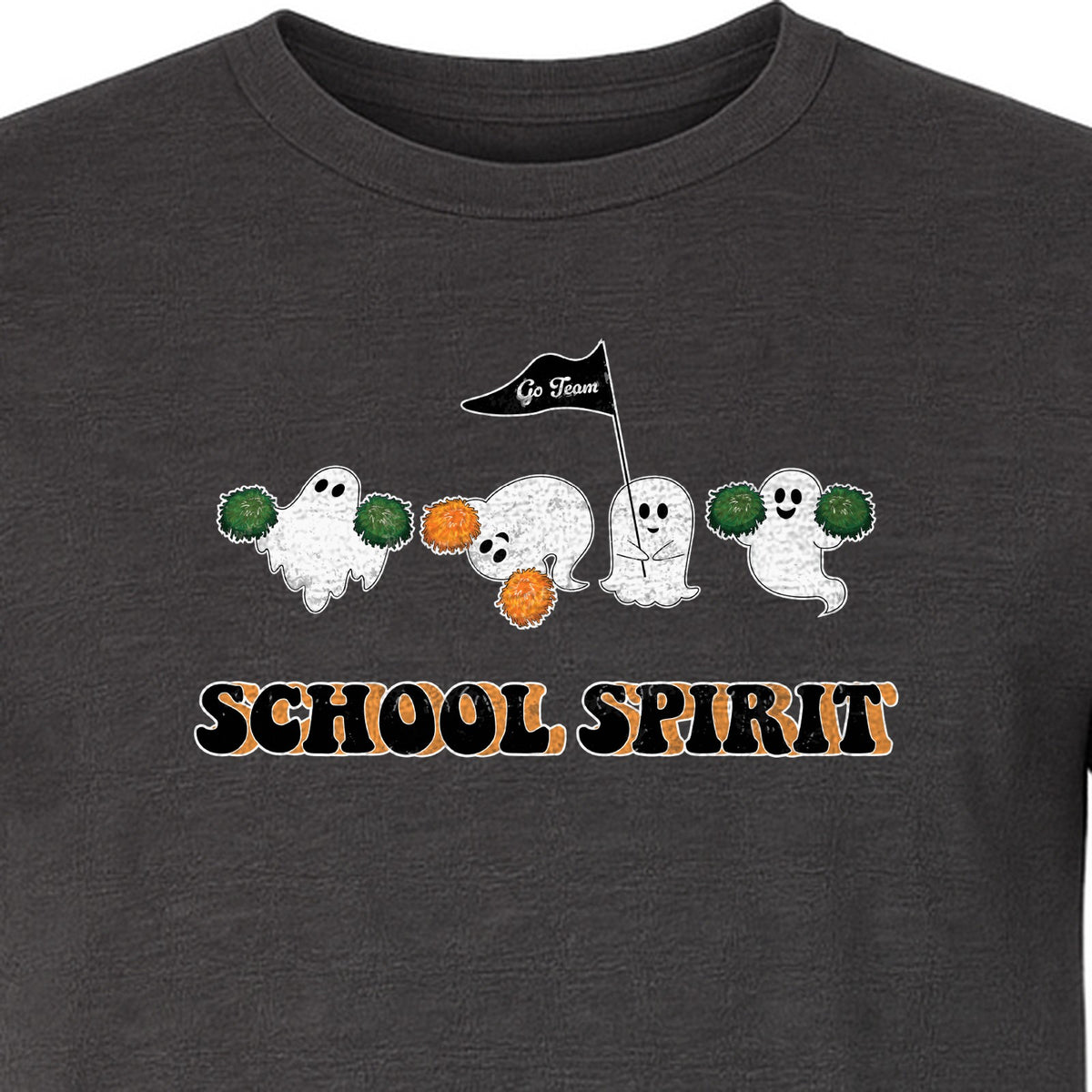 Halloween Ghost Cheerleader T-Shirt, School Spirit Graphic for Students, Teachers and Fall Events