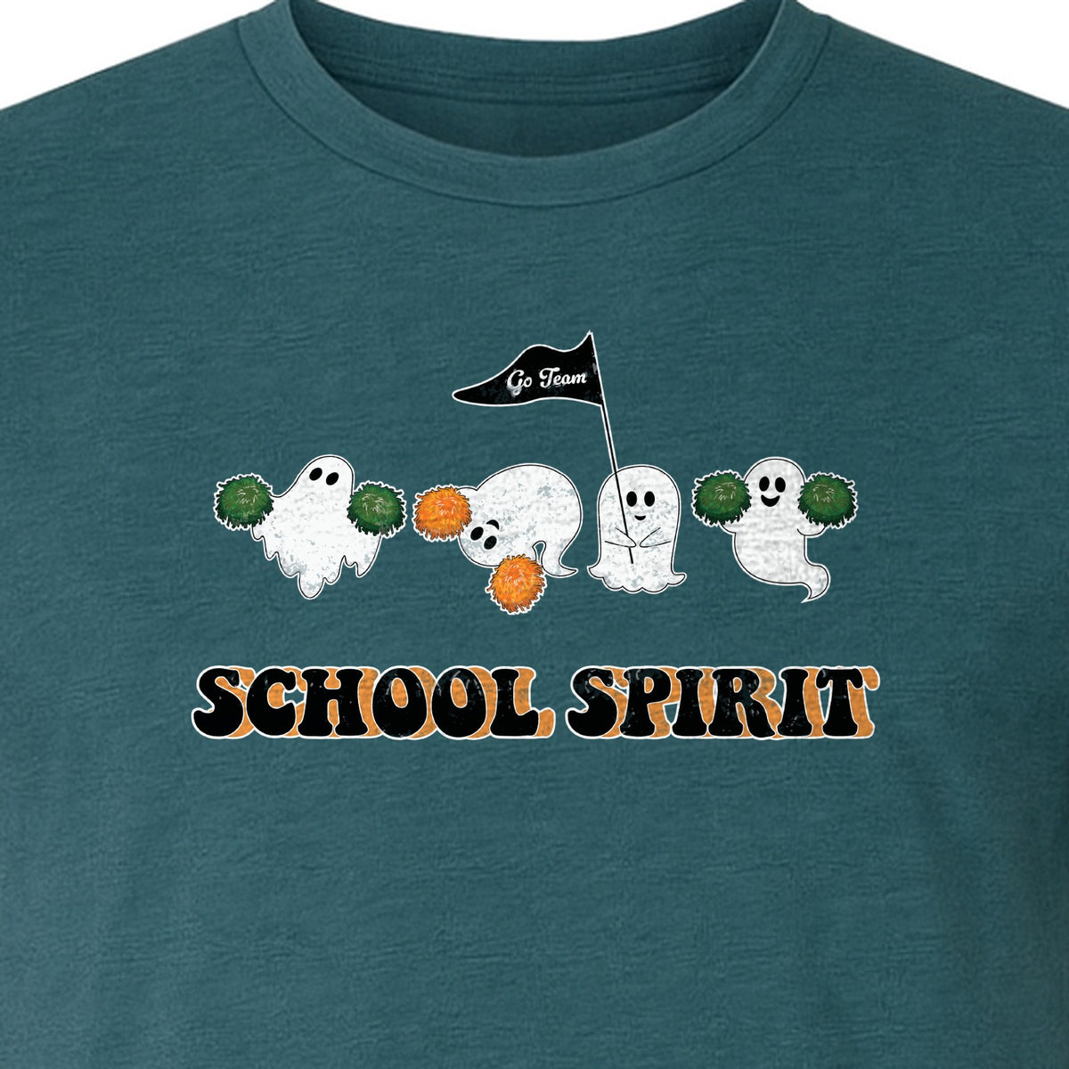 Halloween Ghost Cheerleader T-Shirt, School Spirit Graphic for Students, Teachers and Fall Events