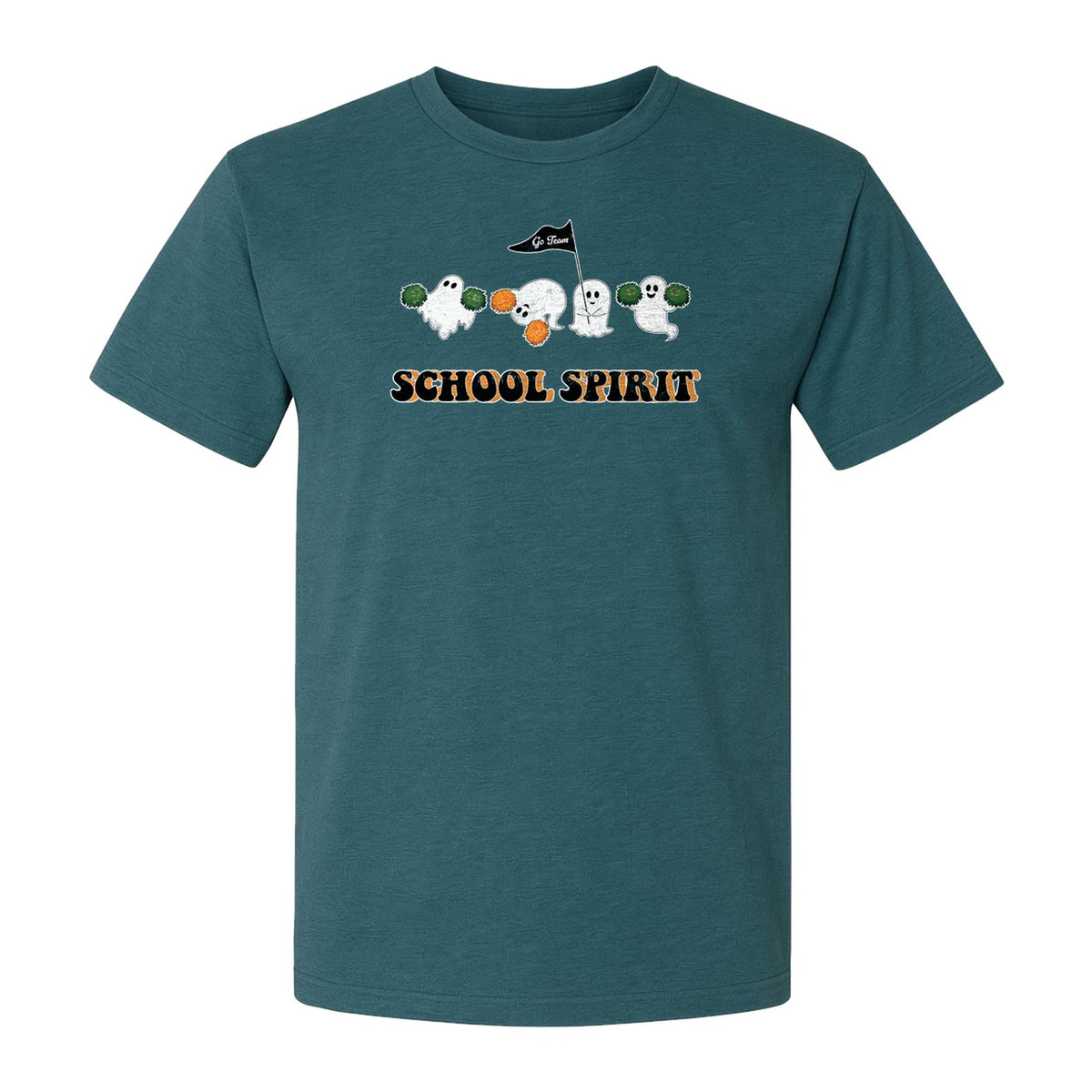 Halloween Ghost Cheerleader T-Shirt, School Spirit Graphic for Students, Teachers and Fall Events