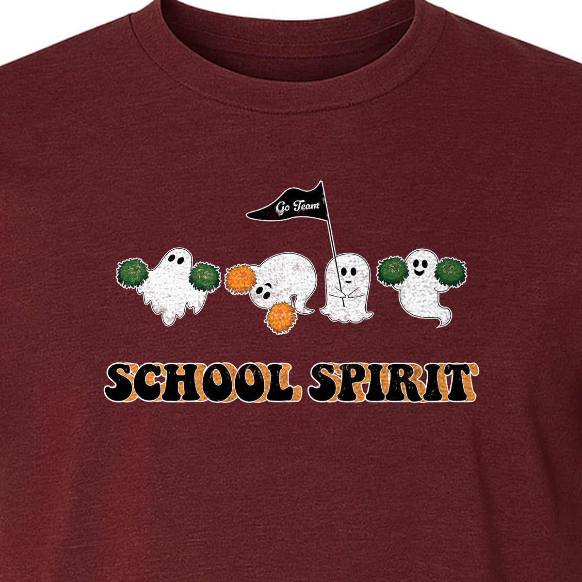 Halloween Ghost Cheerleader T-Shirt, School Spirit Graphic for Students, Teachers and Fall Events