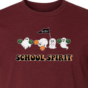 Halloween Ghost Cheerleader T-Shirt, School Spirit Graphic for Students, Teachers and Fall Events